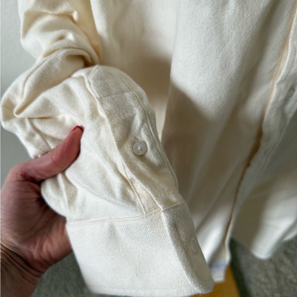 Frank & Eileen Mackenzie One Size Italian Cotton Flannel White Button-Down Shirt - Picture 6 of 10